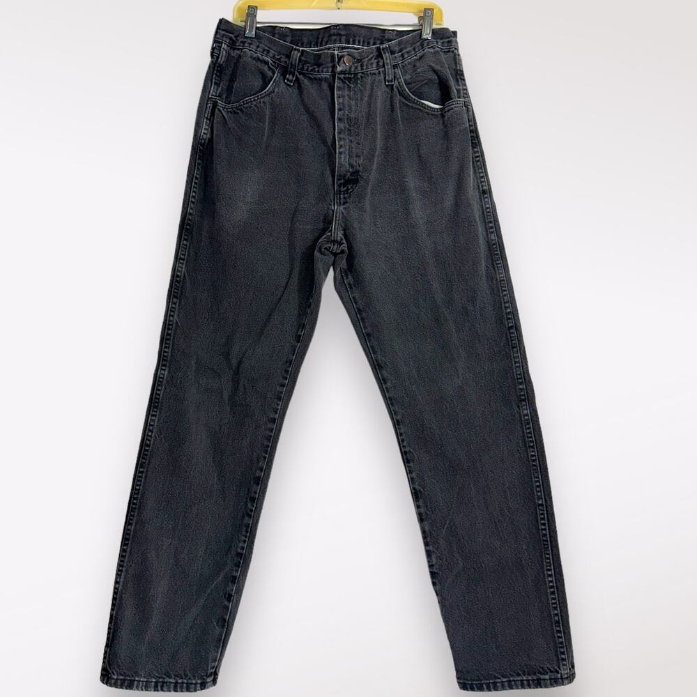 Vintage 90s Rustler 36X32 Black Jeans Large High Rise Distressed Grunge Punk Alt